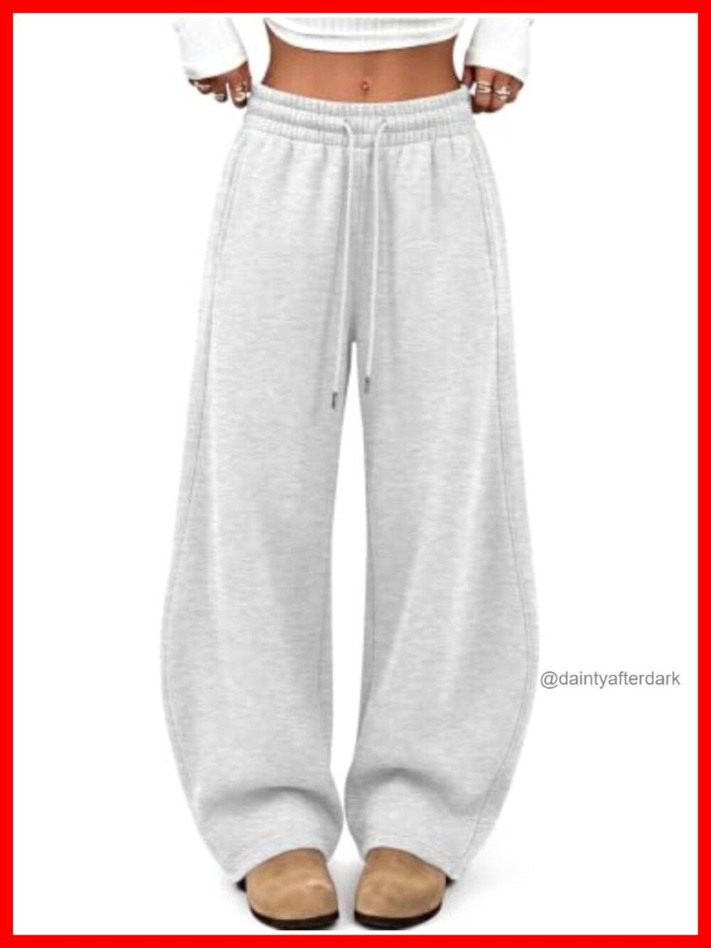 Fleece Lined Barrel Wide Leg Sweatpants Low Rise Drawstring Pockets